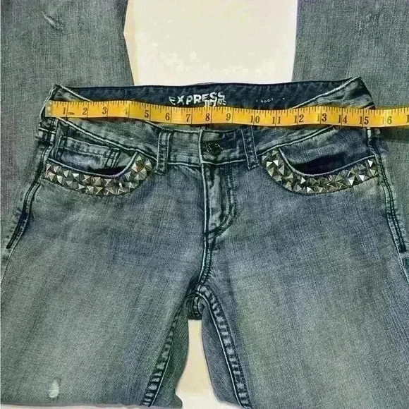 EXPRESS Studded Stella Bootcut Distressed Jeans - Picture 4 of 8